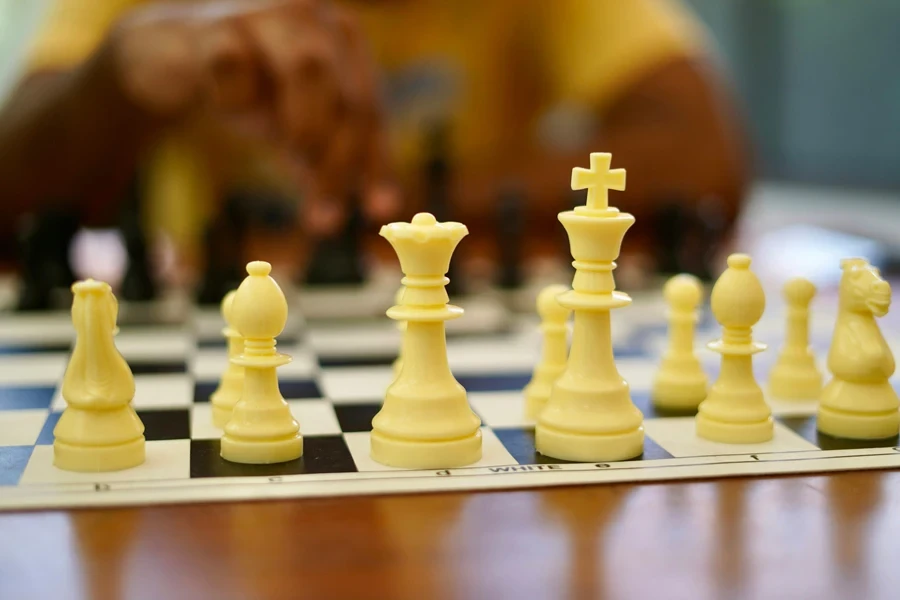 Chess game being played