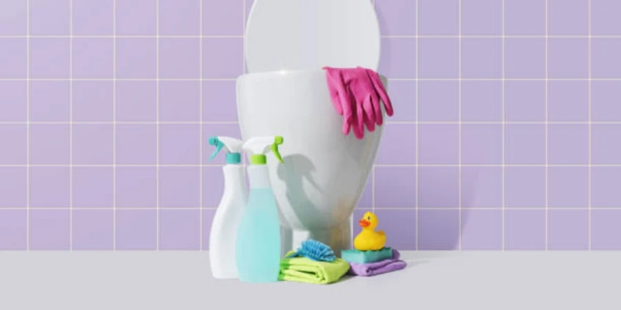 Clean Toilet and Cleaning Supplies