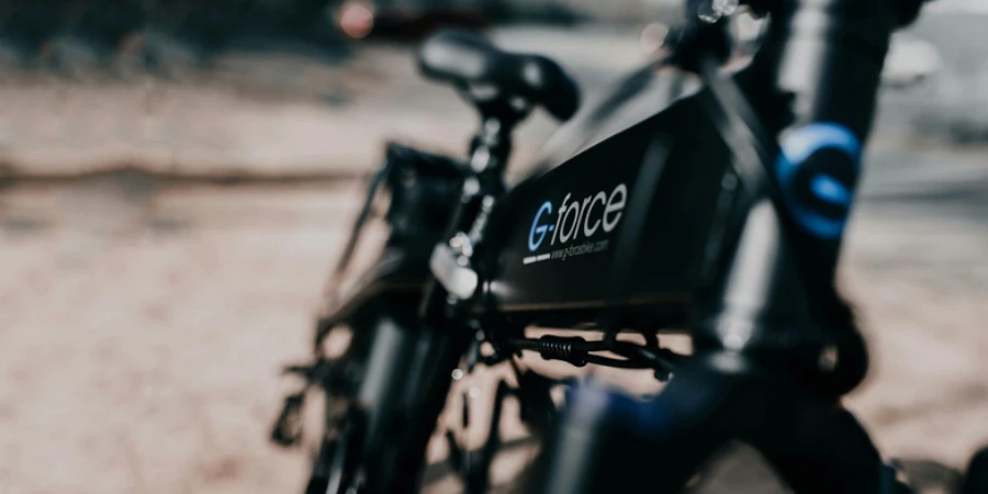 Close-up of a Black Electric Bicycle