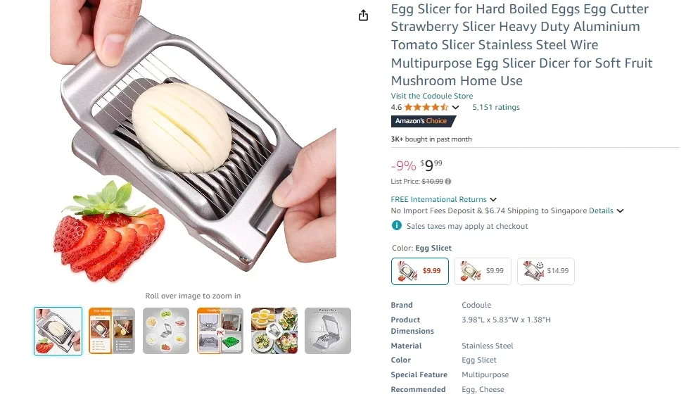 Codoule Egg Slicer for Hard Boiled Eggs