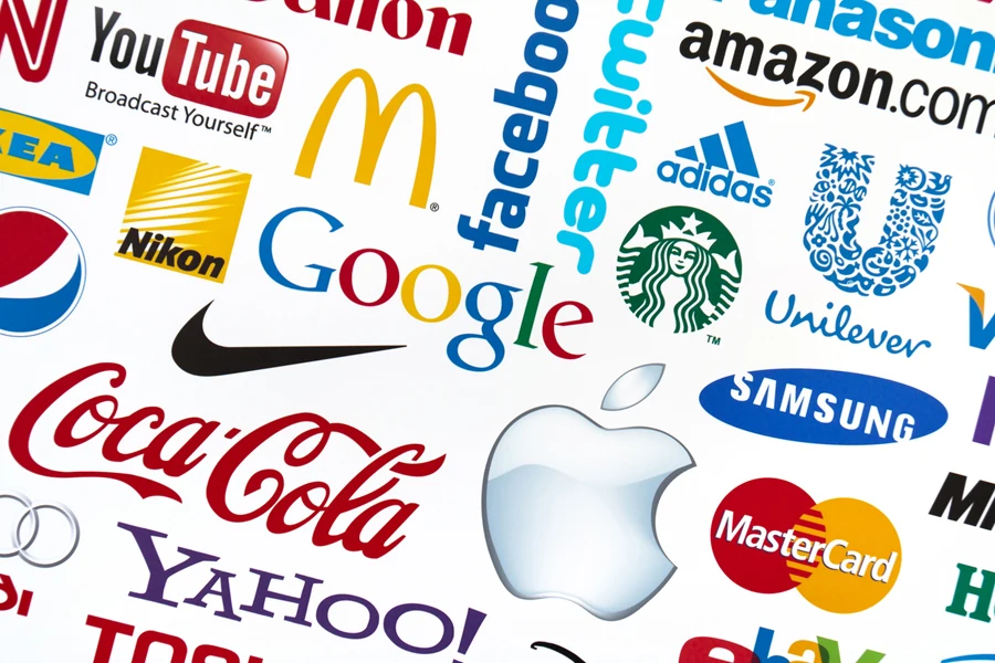 Different popular brand logos on a white background