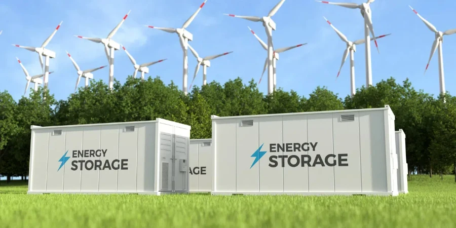 Energy storage system with wind turbine