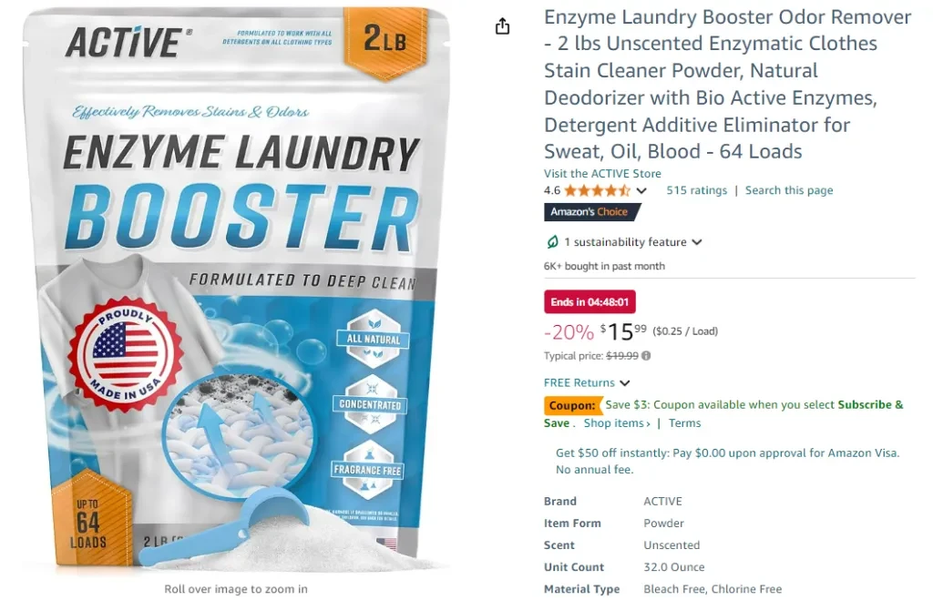 Enzyme Laundry Booster Odor Remover (2 lbs, Unscented)