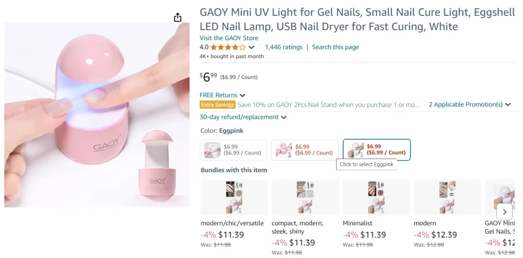 GAOY Mini UV Light for Gel Nails