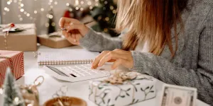 Girl counting US Dollar bills