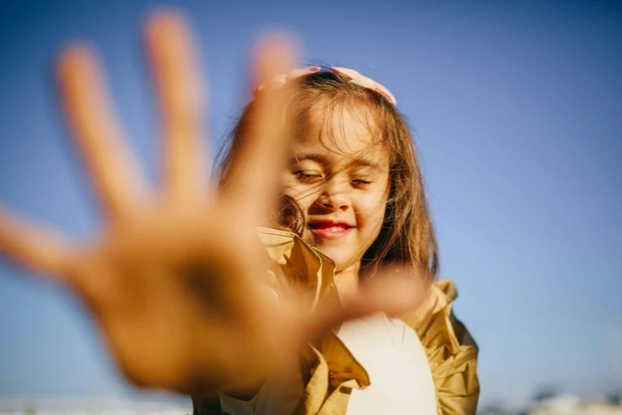 Girl showing her hands