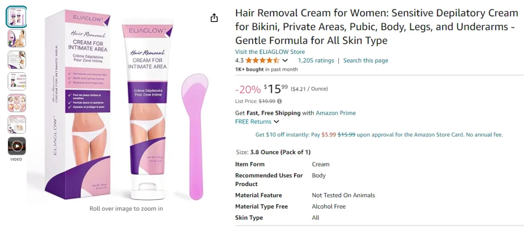 Hair Removal Cream for Women – Sensitive Depilatory