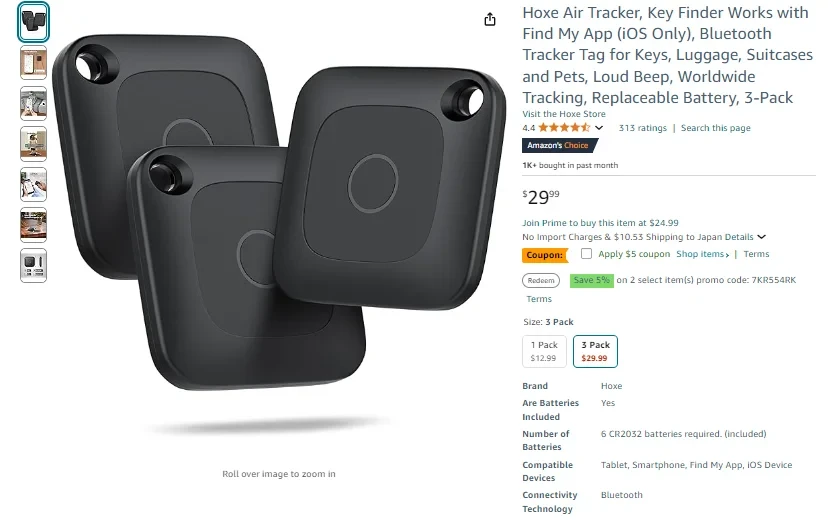 Hoxe Air Tracker, Key Finder Works with Apple’s Find My App