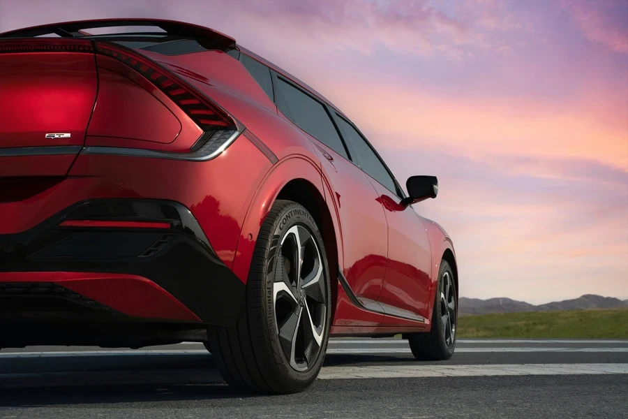 Kia EV6 GT Line standing on the road with sunlight