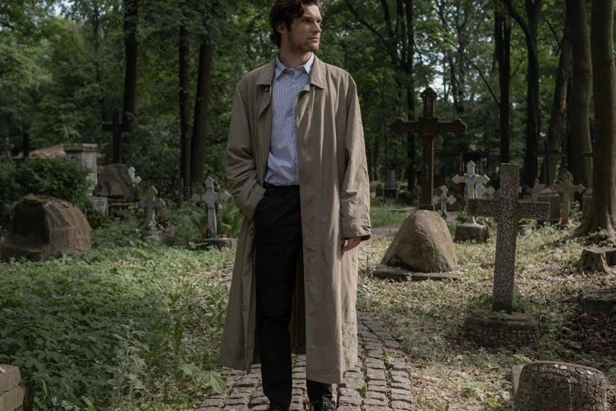 Man rocking a beige trench coat