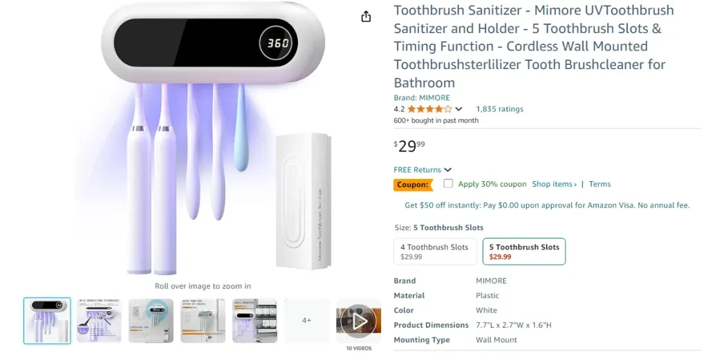 Mimore UV Toothbrush Sanitizer