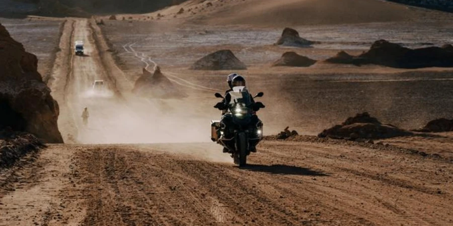 Motorbike crossing the Atacama Desert