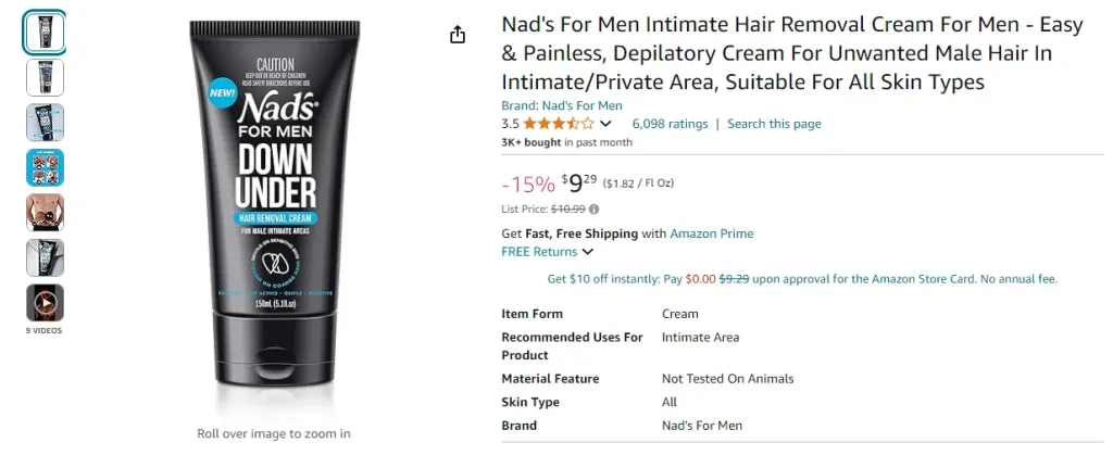 Nad's For Men Intimate Hair Removal Cream