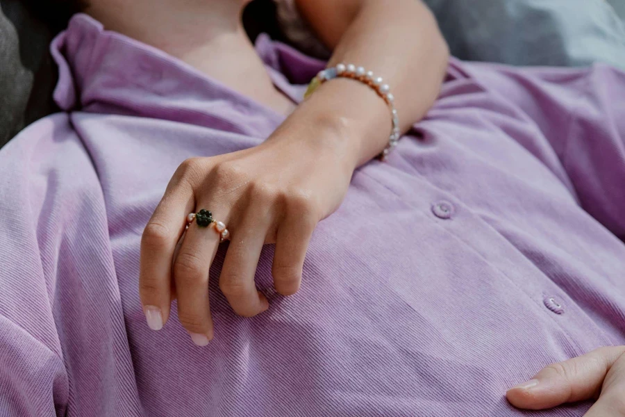 Person Wearing Beaded Bracelet