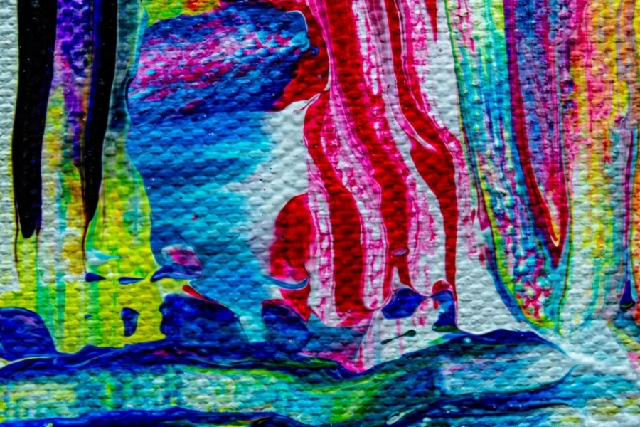 Pink, Blue, Green, and Yellow Abstract Painting