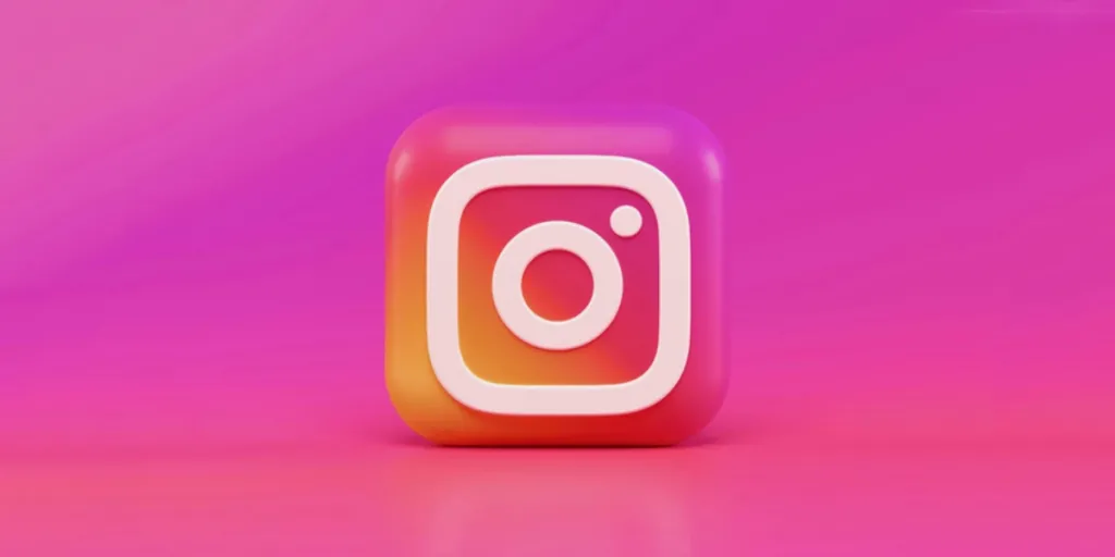 Pink and white illustration of Instagram