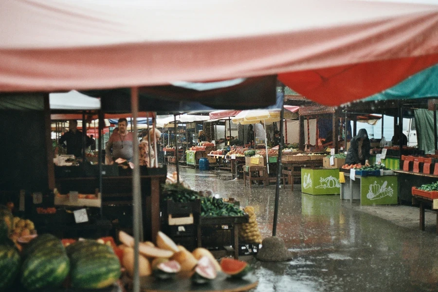 Rainy local market. Tallinn, Estonia 2019