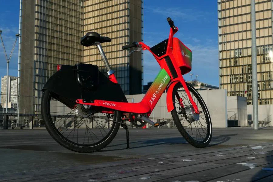 Red electric bicycle