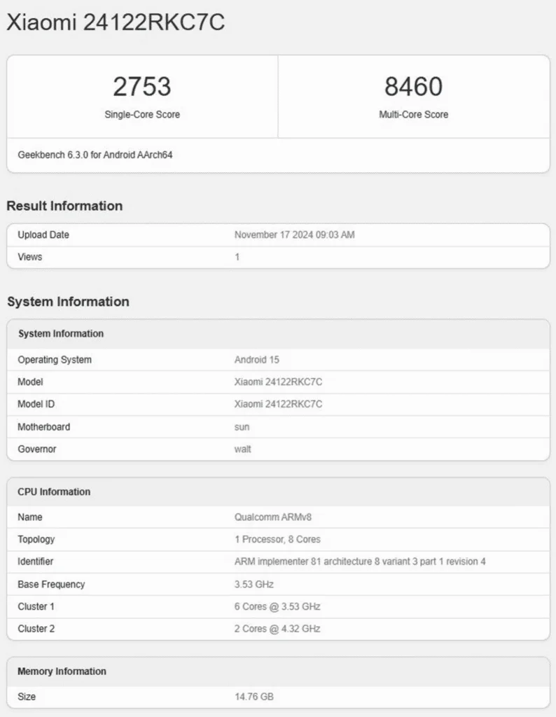 Redmi K80 Pro Key Specifications