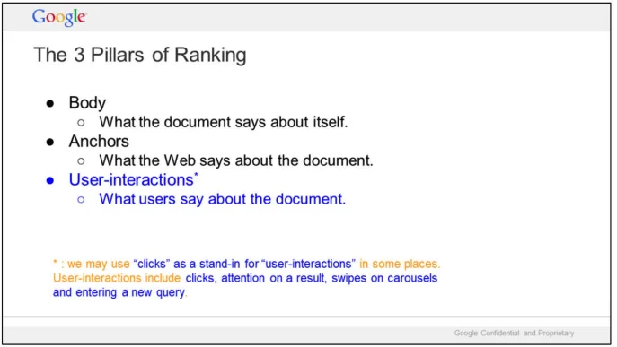 Screenshot from internal slides doc from Google