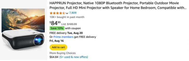 Screenshot of this product on Amazon