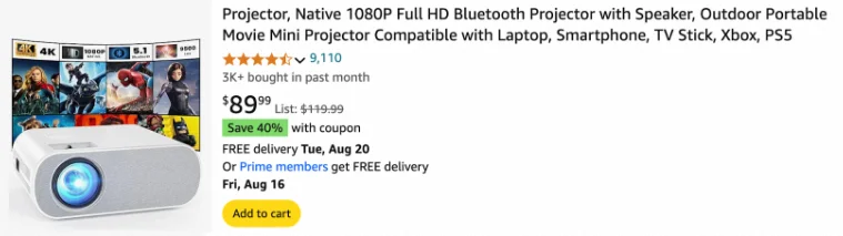 Screenshot of this product on Amazon