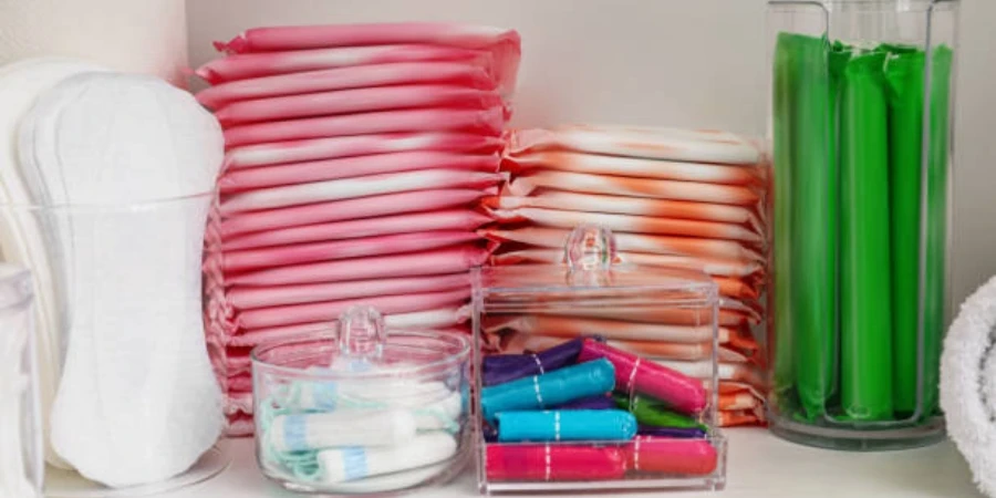 Storage of Different Feminine Hygiene Products in Cabinet