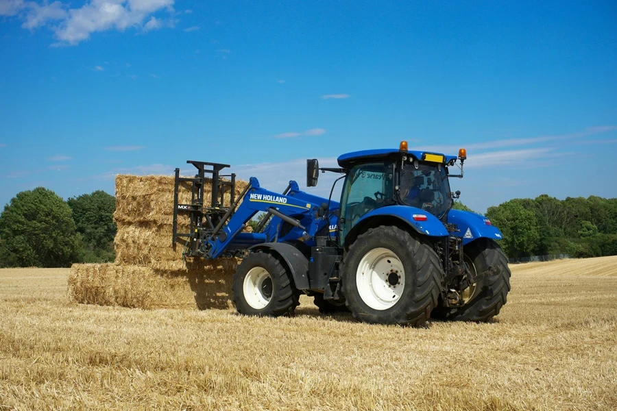 Tractor Near Hay Bales