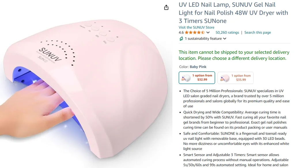 UV LED Nail Lamp, SUNUV Gel Nail Light