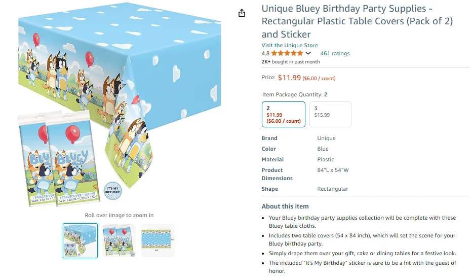 Unique Bluey Birthday Party Supplies – Rectangular Table Covers