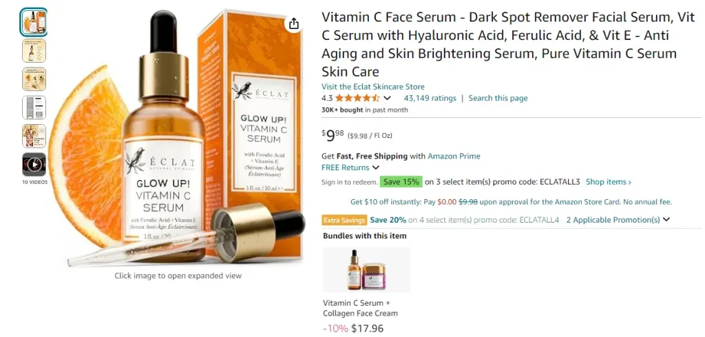 Vitamin C Face Serum - Dark Spot Remover Facial Serum