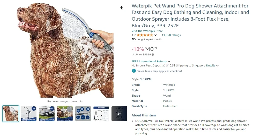 Waterpik Pet Wand Pro Dog Shower Attachment