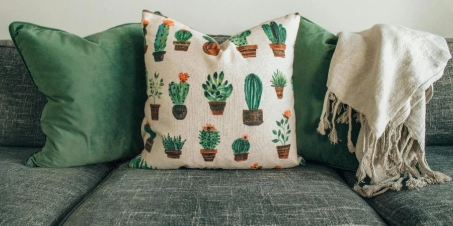 White and Green Throw Pillows