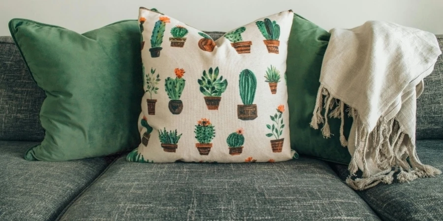 White and Green Throw Pillows