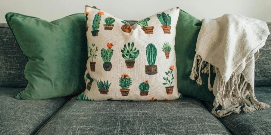 White and Green Throw Pillows