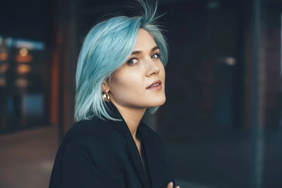 Young Charming Lady with Blue Hair