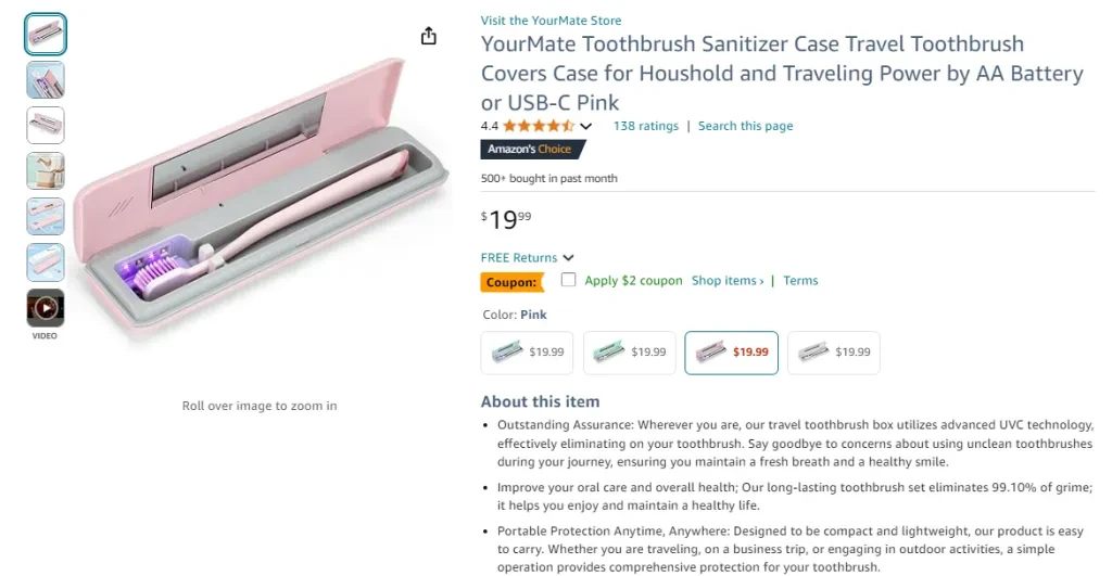 YourMate Toothbrush Sanitizer Case, Travel Toothbrush Sterilizer