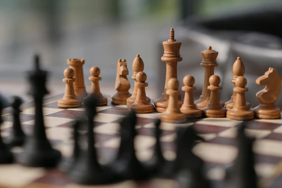 a chess board with a chess piece