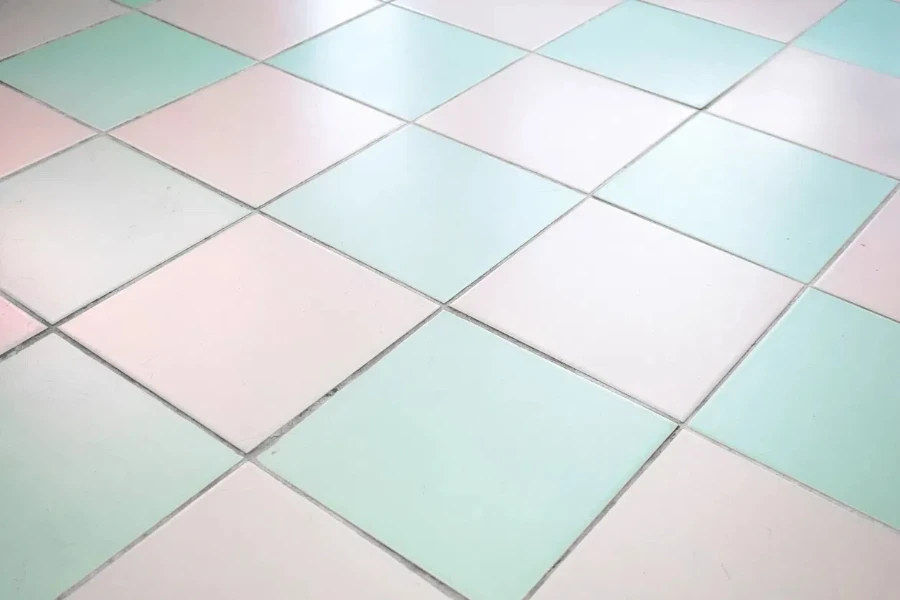 A colorful pink and green tiles