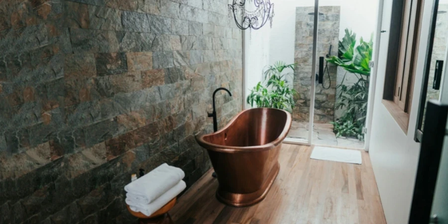 brown plastic bucket near white framed glass door