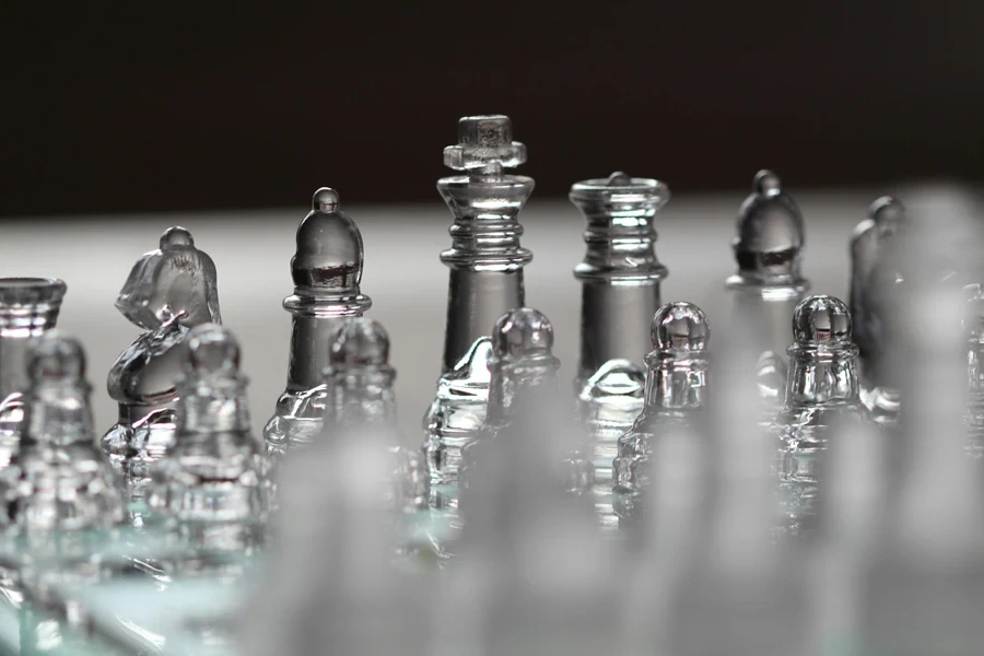 clear glass chess pieces