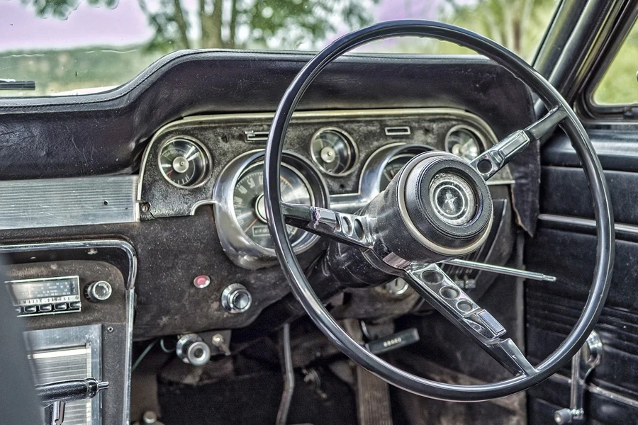 steering wheel, car, old