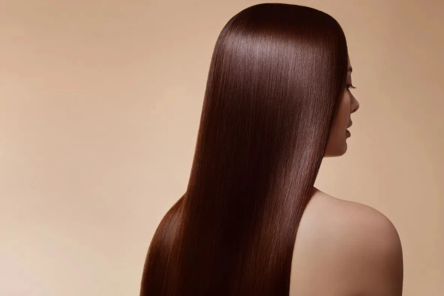 Woman showcasing long, mirror-like locks