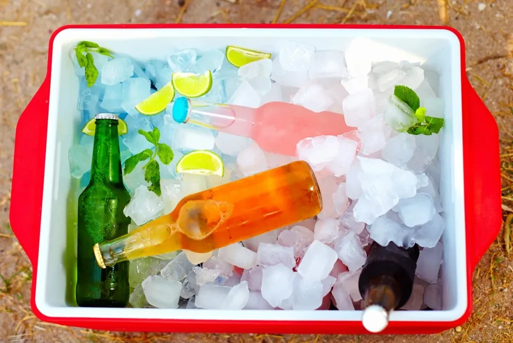 chilled colorful beverages insoft coolers