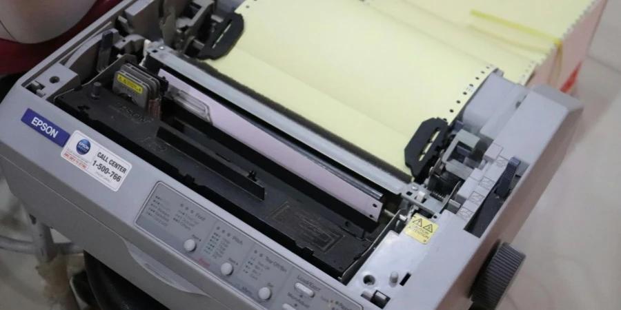 A printer with a paper roll