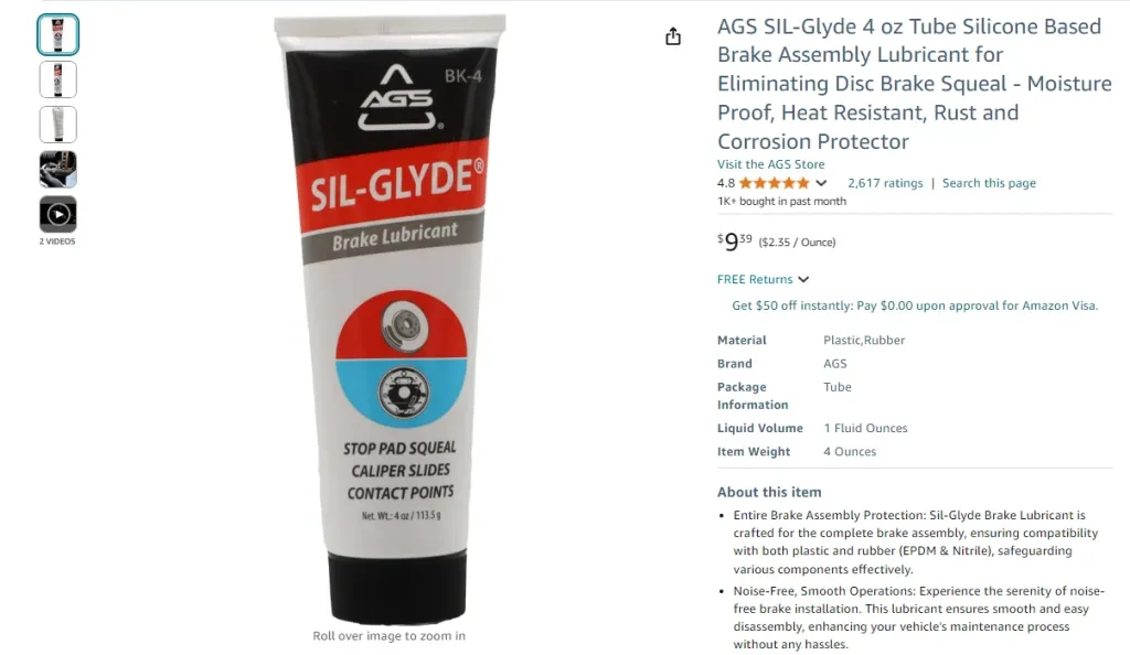 AGS SIL-Glyde brake lubricant