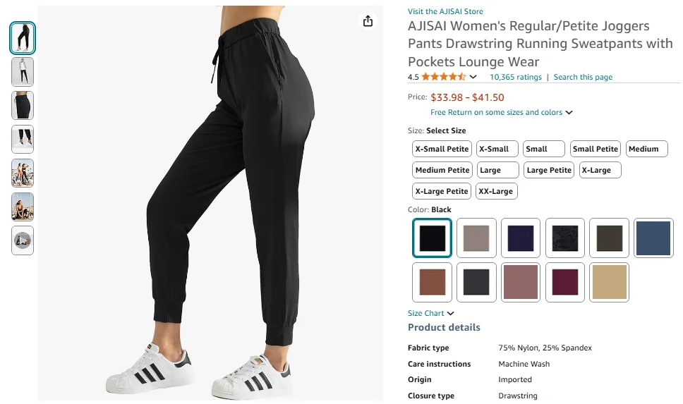 AJISAI Women's Regular Petite Joggers Pants