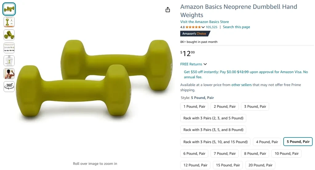 Amazon Basics Neoprene Dumbbell Hand Weights