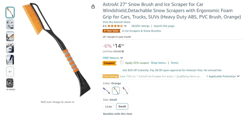 AstroAI 27 Snow Brush and Ice Scraper