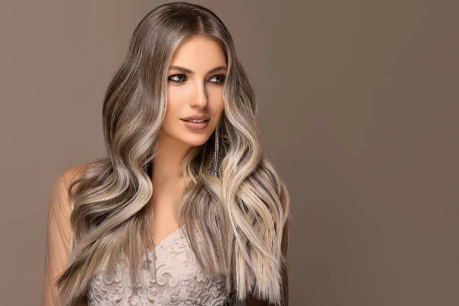 Attractive Woman with Well Groomed Hair,Dyed in a Deep Ash Shade with the Pale Blonde Locks